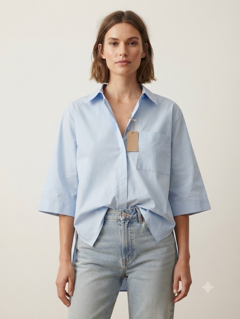083 - Easel Button Front 3/4 Sleeve Shirt - L - NWT
